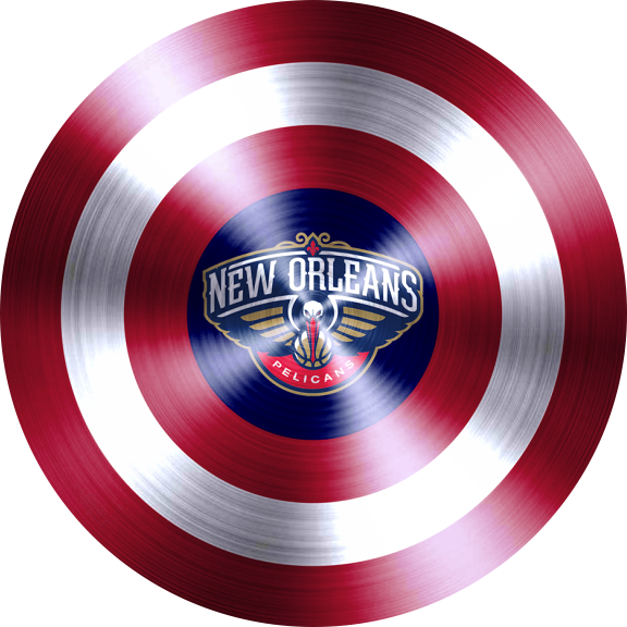 Captain American Shield With New Orleans Pelicans Logo vinyl decal